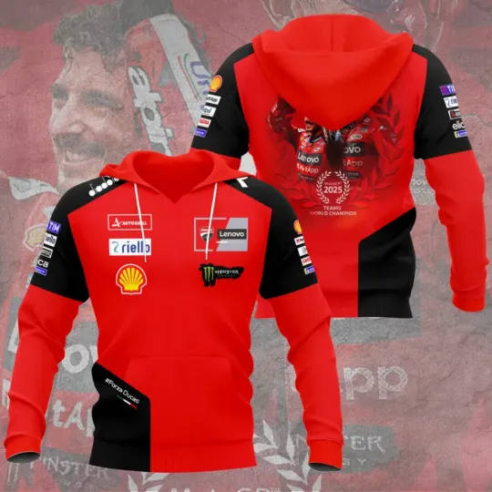 Discover Ducati Teams 2025 World Champion 3D Hoodie