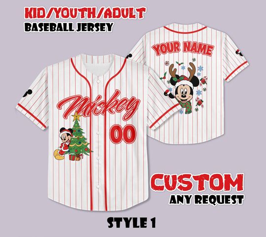 Discover Personalized Mickey & Friends Xmas Jersey, Disney Christmas Baseball Jersey, Disney Xmas Kids Youth Adult Outfit, Disney Xmas Trip Jersey