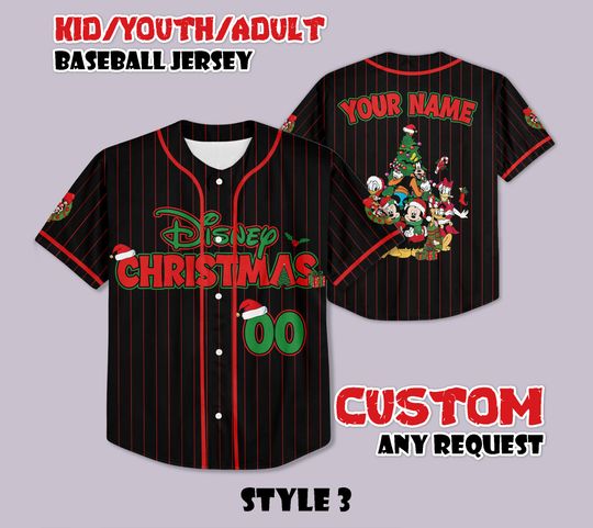 Discover Personalized All Characters Santa Disney Christmas Baseball Jersey, Mickey's Very Merry Christmas Party 2025, Mickey and Friends Kids Adult