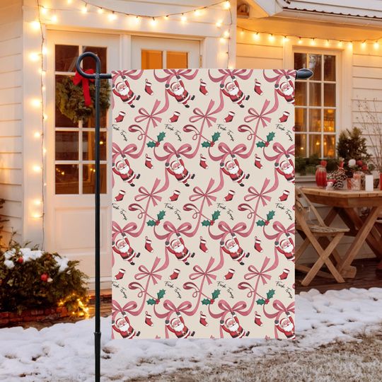 Discover Subtle F*ck Trump Santa Pink Coquette Bow Christmas Garden Flag, Political Holiday Decor, Anti Trump Outdoor Flag,Sarcastic Yard Banner 2025