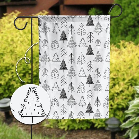 Discover Subtle F*ck Trump Christmas Tree Garden Flag, Liberal Fall Decor, FDT Outdoor Banner, Immigration Flag, Funny Garden Sign, Anti MAGA Flag