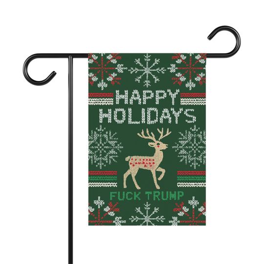 Discover Subtile "Fuck Trump" Festive Garden Banner, Holiday Decor, Ugly Christmas Sweater Yard Sign, Outdoor Decoration, Humorous Garden Flag