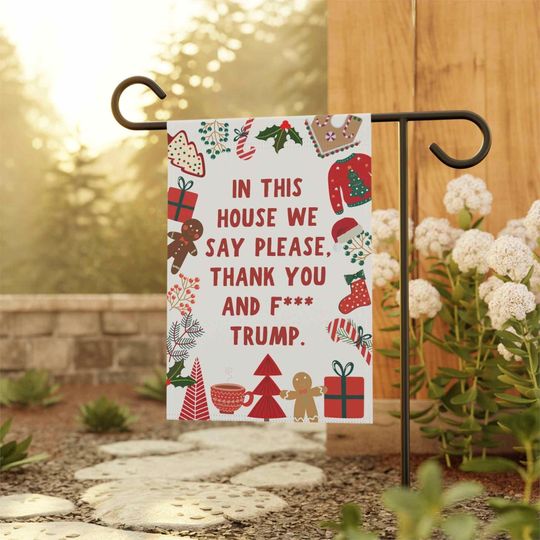 Funny Anti Trump Yard Sign, Subtle FDT Christmas Garden Flag, Liberal Christmas Flag, Polite Anti Maga Garden Flag, Liberal Banner Gift