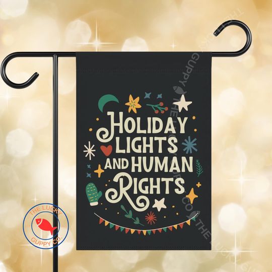 Discover Holiday Lights and Human Rights Liberal Christmas Flag, Anti Trump Christmas Garden Flag, Rejoice in the Birth Woke Jesus Yard Sign, FDT