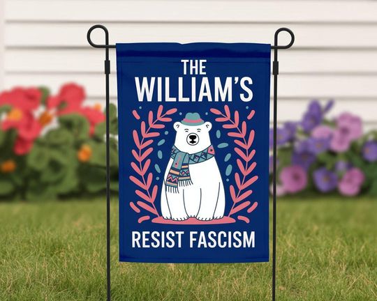 Discover Resist Fascism Christmas Garden Flag, FDT Outdoor Yard Flag, Anti-Trump House Flag Home Decor, Winter Resist Fascism Sign Garden Banner
