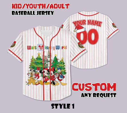 Discover Personalized Walt Disney World Xmas Jersey, Disney Xmas Baseball Jersey, Disney Xmas Kids Youth Adult Outfit, Disney Xmas Trip Jersey
