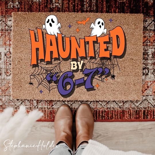 Discover Haunted by 67 Halloween Doormat, Funny Gen Z House Doormat, Trendy Six Seven Home Decor, Six Seven Meme Doormat, Gen Alpha Slang Decor