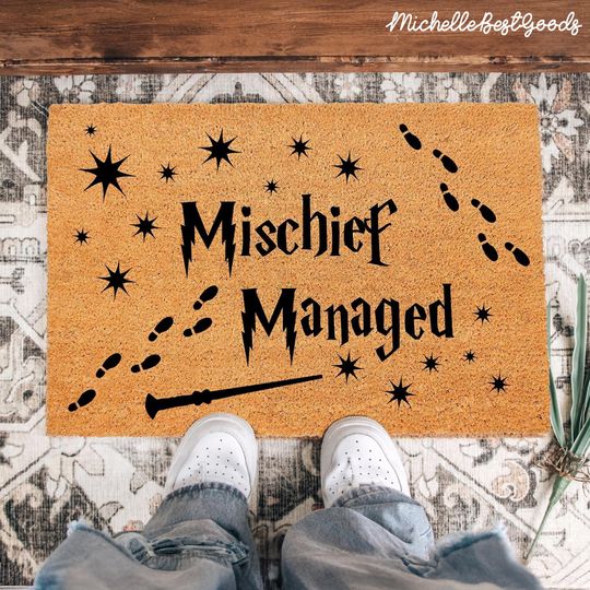 Discover Mischief Managed Doormat, Magical Fantasy Nerdy Mat Funny Door Mat Funny Farmhouse Outdoor Rug Custom Doormat, Housewarming Gift