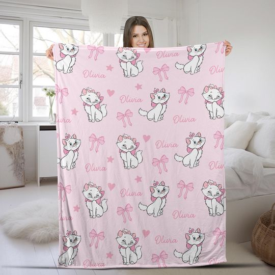 Discover Personalized Disney The Aristocats Marie Blanket, Custom Name Cat Lovers Baby Girl Blanket, Life Is Better With A Cat Kids Blanket AXHZ18
