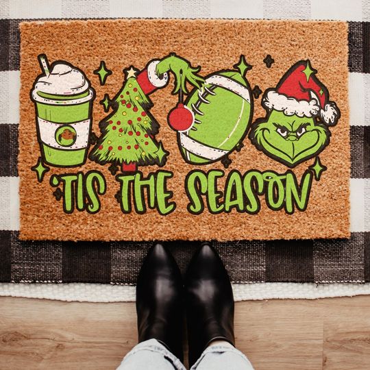 Tis The Season funny character Christmas Doormat, Funny funny character Door Mat, Xmas Porch Decor, Holiday Front Door Decor, Xmas Home Gift, funny character Decor