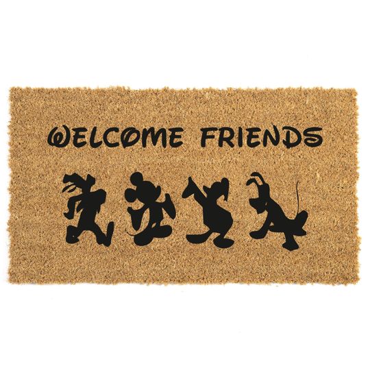 Discover Welcome Friends Disney Doormat - Disney Characters Love Door mat - Kids Room Doormats - Kids Gift Rugs - Disney Inspired Mats
