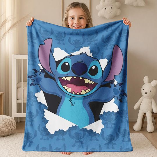 Discover Personalized Kids Name Blanket, Stitch Blanket, Personalized Lilo Stitch Baby Blanket, Custom Name Stitch Baby Blanket, Birthday Gift AXIC23