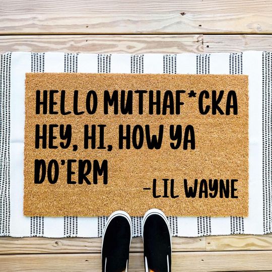 Discover Hello Mothafucka Doormat, Funny Welcome Mat Custom Outdoor Rug, Lyric Doormat, Funny Rug with Hello Mothafucka, Housewarming Gift For Fans