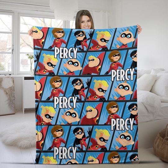 Incredibles 2 Blanket, Mr Incredible, Elastigirl Blanket, Horror Fleece Blanket