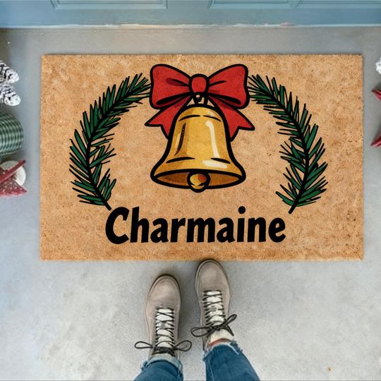 Discover Custom Christmas Bell Floor Mat,Personalized Door Mat with Family Name,Door Mat Bell,Housewarming Gift,Xmas Decor,Merry Christmas Floor Mat