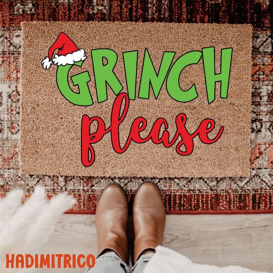 Discover Christmas Please Doormat, Funny Christmas Doormat, Witty Holiday Doormat, Merry Xmas Welcome Mat, Christmas Porch Rug, Holiday Entryway Mat