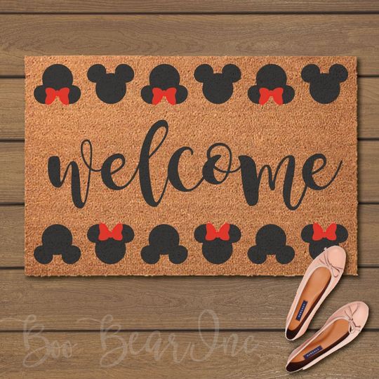 Discover Welcome Mickey & Minnie Heads Doormat - Welcome Mats- Fun Doormats - Disney Door Mat