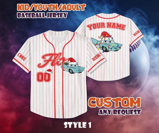 Discover CUSTOM Flo Christmas Baseball, Pixar Cars Team Jersey, Personalized Flo Disney Jersey, Disney Fans Gift, Christmas Gifts