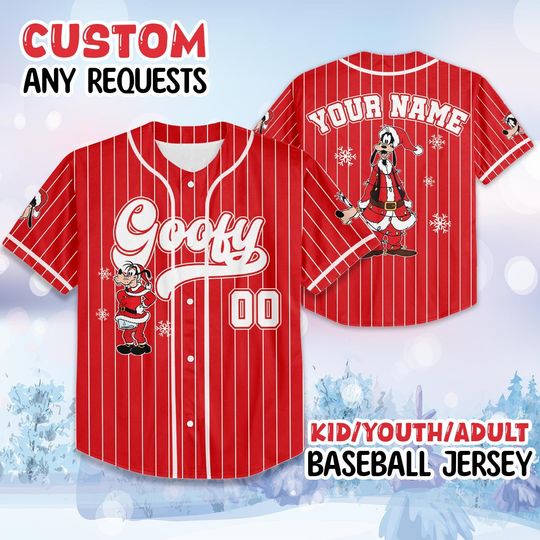 Discover Personalized Goofy Christmas Baseball Jersey, Goofy Disney Jersey Team, Christmas Baseball Jersey, Disneyland Christmas Party