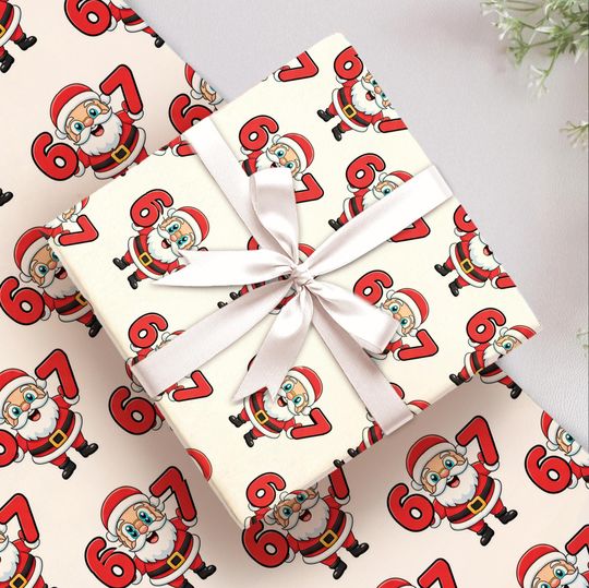 Discover Funny Santa Six Seven Wrapping Paper, Hilarious Christmas Gift Wrap Paper, 6 7 Holiday Wrapping Paper, 6 7 Meme Christmas Gift Wrap