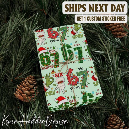 Discover Six Seven Christmas Wrapping Paper, Viral Trend Gift Wrap For Kids, Meme Christmas Wrapping Paper, Six Seven Themed Gift Wrap For Kids