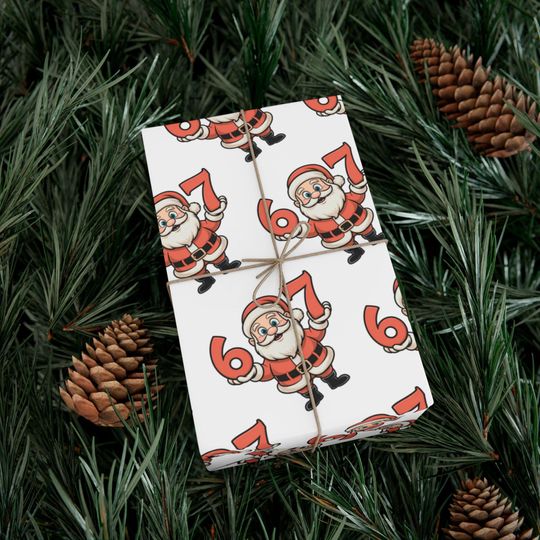 Discover Funny Santa Six Seven Wrapping Paper - Hilarious Christmas Gift Wrap Paper, 6 7 Holiday Wrapping Paper, 6 7 Meme Christmas Gift Wrap