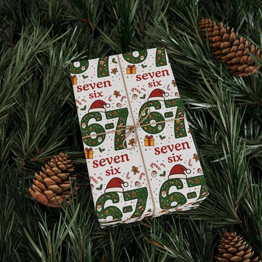 Discover Christmas 67 Funny Meme Gift Wrap, Six Seven Christmas, 67 Christmas Gift Wrap, Christmas Wrapping Paper, Christmas Wrapping
