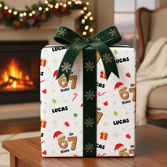 Discover Custom Six Seven Christmas Wrapping Paper, Funny 67 Meme Gift Wrap for Birthdays, Holiday Wrapping Roll, Trendy Gift Wrap for Gen Z Teenager