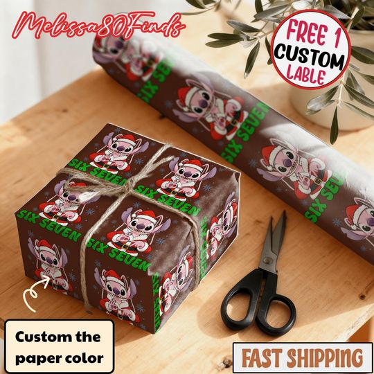 Discover 67 Six Seven Festive Angel (Experiment 624) 67 Christmas Wrapping Paper, Holiday Gift Wrap, Christmas Wrapping, Cute Character Gift Wrap