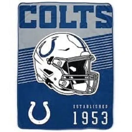 Discover Indianapolis Football Team Colts Pegasus Helmet Stripes Flannel Fleece Blanket