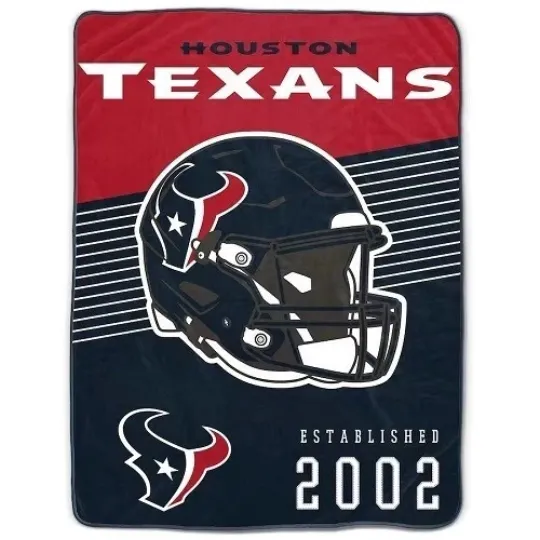 Houston Football Team Texans Pegasus Helmet Stripes Flannel Fleece Blanket