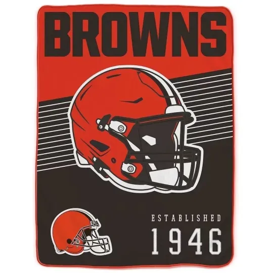 Discover Cleveland Football Team Browns Pegasus Helmet Stripes Flannel Fleece Blanket
