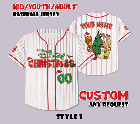 Discover Custom The Lion King Christmas Baseball Jersey, Personalized Disney The Lion King Jersey, Disneyland Christmas Party, Christmas Gifts