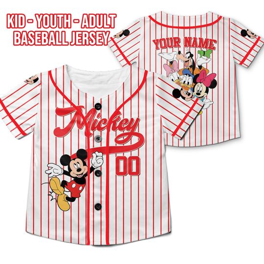 Discover Personalize Disney Mickey & Friends Baseball Jersey, Custom The Disneyland Jersey Shirt, Disney Matching Team Outfit, Mickey Mouse Birthday