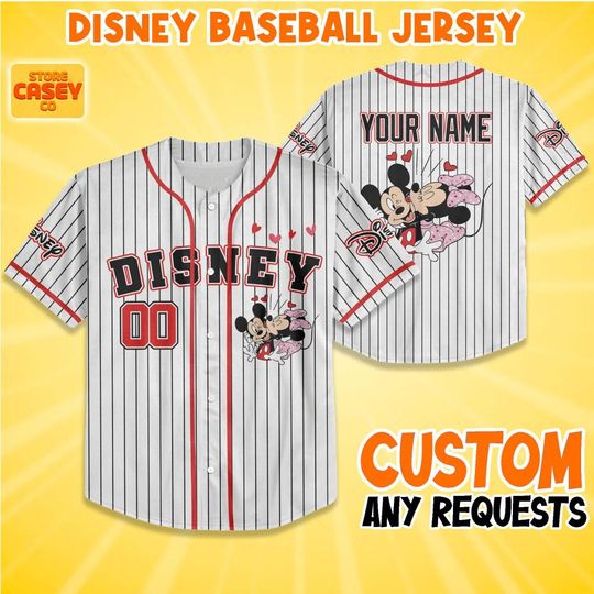 Discover Personalize Disney Mickey Minnie Valentine, Custom Disneyland Jersey, Baseball Team, Mickey Mouse Birthday, Gift for Disney Fans