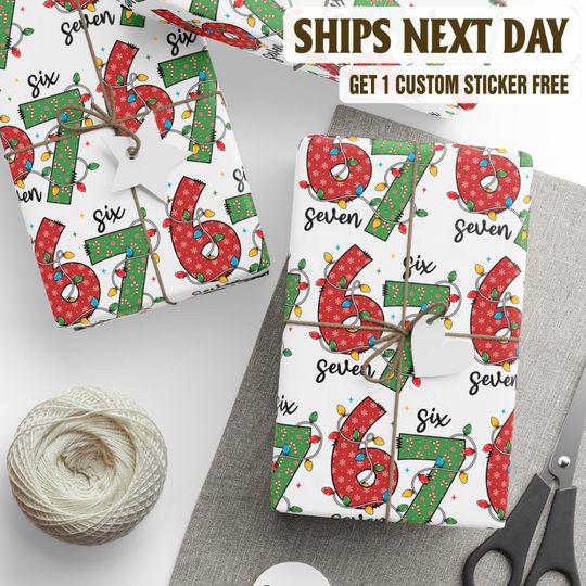 Discover Six Seven Christmas Wrapping Paper, Viral Trend Gift Wrap For Kids, Meme Christmas Wrapping Paper, Six Seven Themed Gift Wrap For Kids