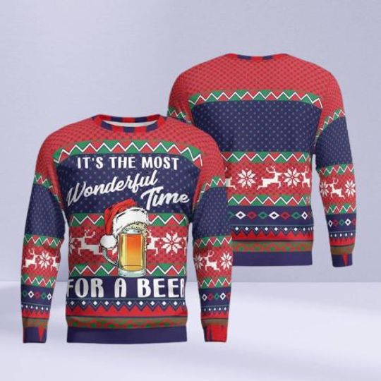 Discover Beer Christmas Ugly Sweater, Its The Most Wonderful Time for a Beer Funny Holiday Jumper, Festive Ugly Xmas Sweater For Men & Women