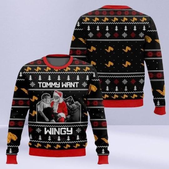 Discover Tommy Want Wingy Ugly Christmas Sweater, Funny Movie-Inspired Holiday Jumper, Fat Guy in a Little Coat Xmas Sweater Gift for Fans