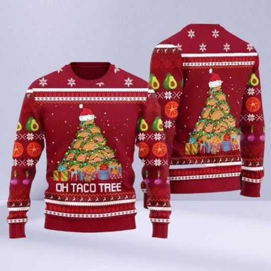 Discover Oh Taco Tree Ugly Christmas Sweater  Funny Mexican Food Holiday Jumper, Taco Lover Xmas Sweater Gift for Men & Women.