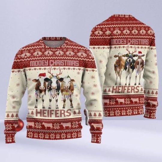 Discover Heifer Christmas Sweater  Mooey Christmas Ugly Sweatshirt, Funny Cow Holiday Pullover Gift