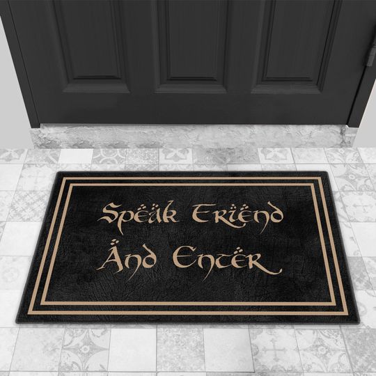 Discover Speak Friend and Enter Indoor Doormat Welcome Mat Housewarming Gift Custom Personalized Door Mat DM01-064