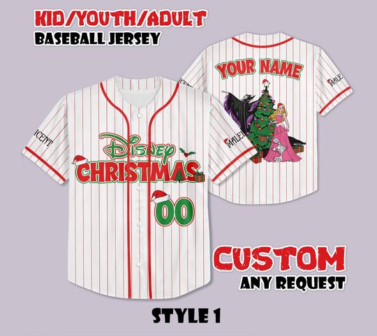 Discover Custom Maleficent Christmas Baseball Jersey, Sleeping Beauty, Personalized  Disney Villains Halloween Jersey, Disneyland Christmas Party