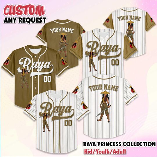 Discover Personalized Raya Princess Baseball Jersey, Custom Disney Raya and the Last Dragon Shirt, Matching Family Jersey, Disneyland Trip Gift