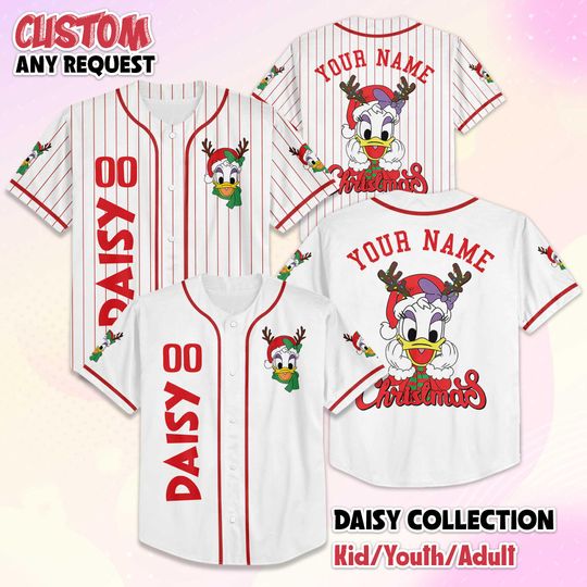 Discover Custom Daisy Duck Christmas Baseball Jersey, Disney Mickey and Friend Baseball Shirt, Matching Disney Trip Outfit, Disneyland Birthday Gift