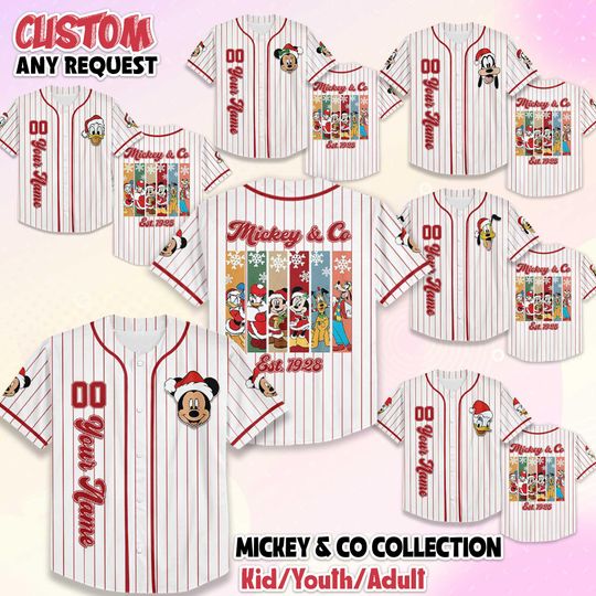 Discover Personalized Mickey & Co Characters Baseball Jersey, Vintage Mickey And Friends Custom Disneyland Jersey, Gift for Disney Fan