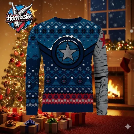 Captain America The Winter Soldier Star of BUCKYY Bn Marvel Ugly Sweater
