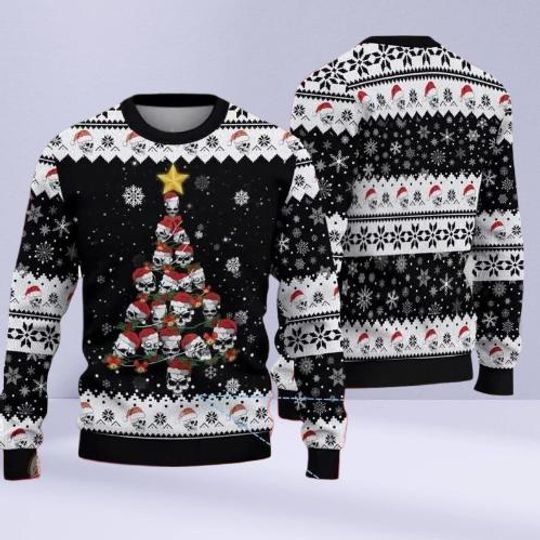 Discover Skull Christmas Tree Sweater, Skull Ugly Christmas Sweater, Dark Holiday Jumper, Funny Winter Gift, Christmas Pullover