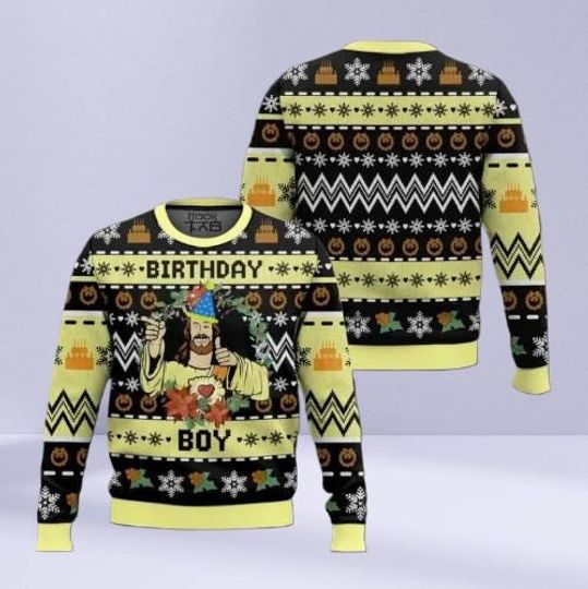 Discover Jesus Birthday Boy Ugly Christmas Sweate, Funny Religious Holiday Jumper, Festive Christian Winter Pullover Gift