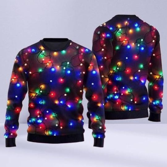 Discover Christmas Bulbs Ugly Sweater, Bright Neon Light Holiday Pullover, Funny Festive Xmas Gift Idea