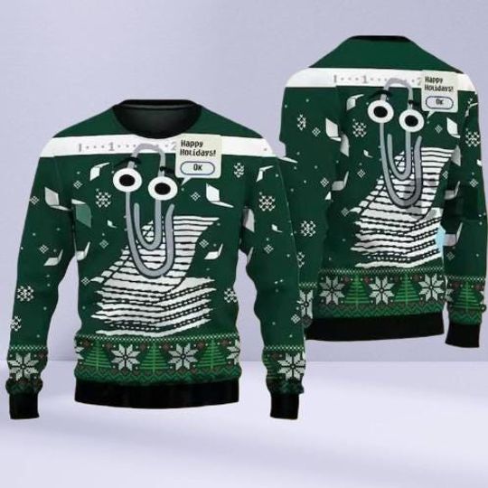 Discover Clippy Windows Ugly Christmas Sweater, Funny Retro Computer Holiday Pullover, Happy Holidays Gift Idea